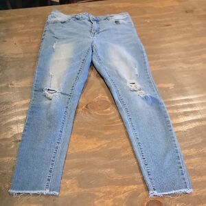 Trendy Light Blue Distressed Women's Jeans